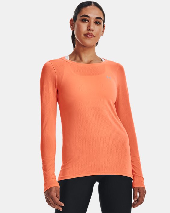 Women's HeatGear® Armour Long Sleeve in Orange image number 0